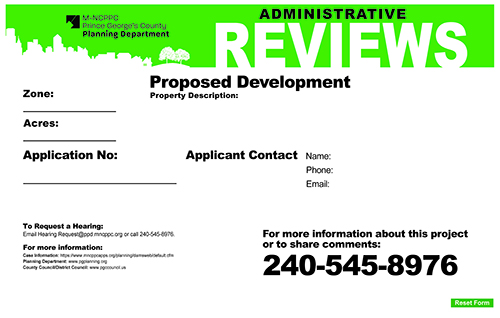 Sample sign for Administrative Review.