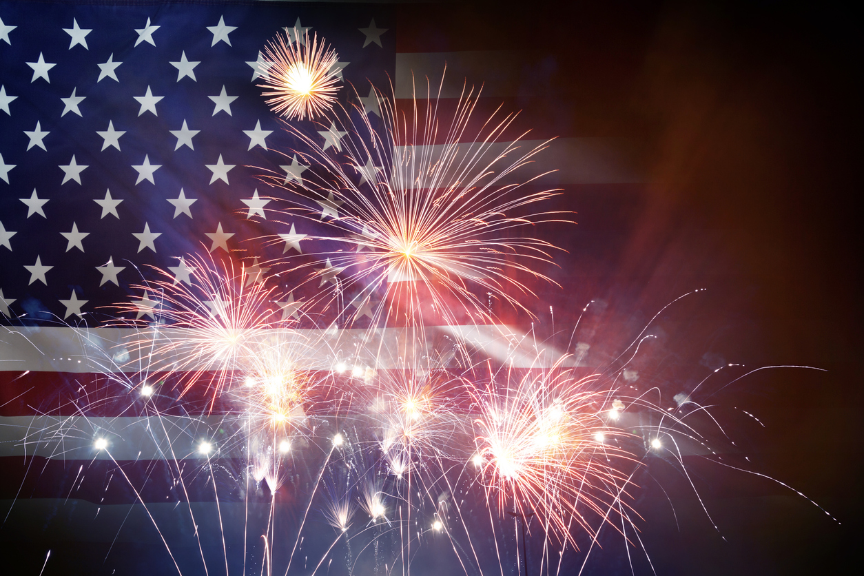 American Flag With Fireworks