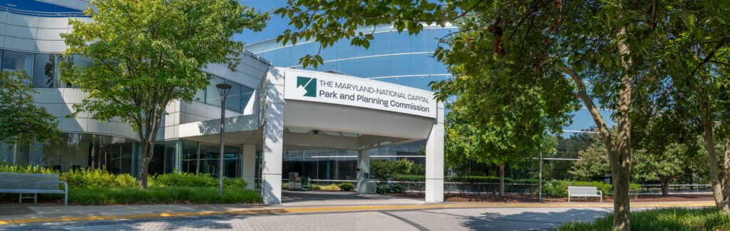 The M-NCPPC Largo Headquarters building at 1616 McCormick Drive.