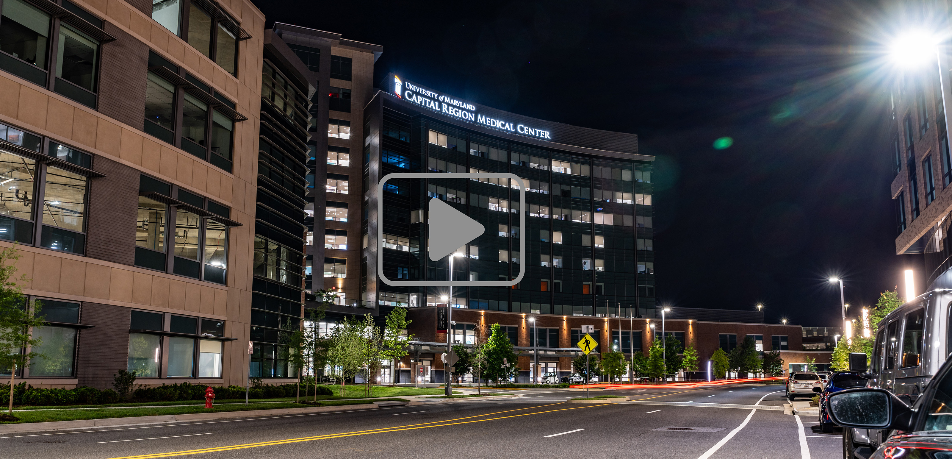 Largo Regional Medical Center at Night. Photo by M-NCPPC.