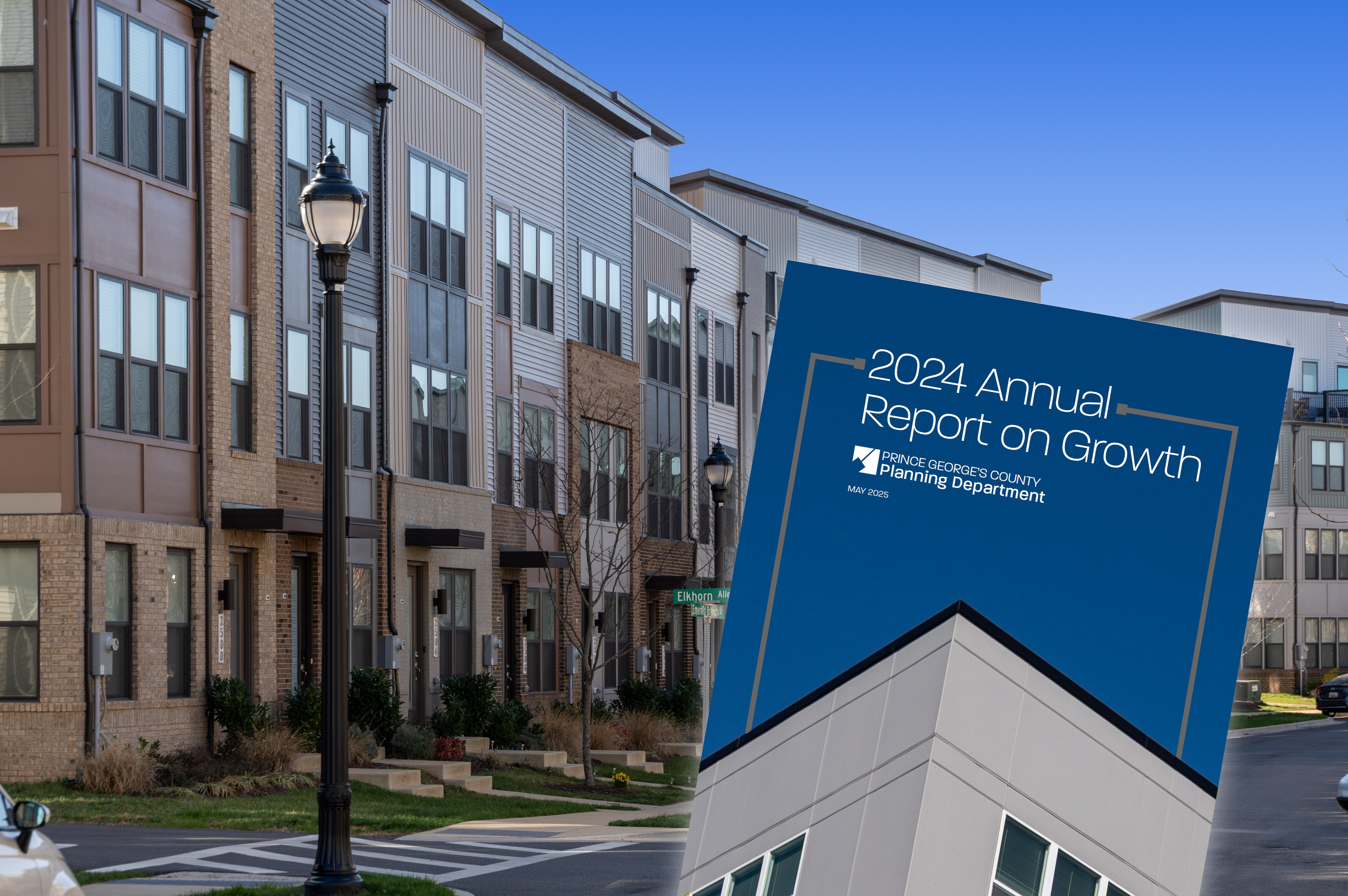 Row of townhouses and apartments in Prince George's County, MD.