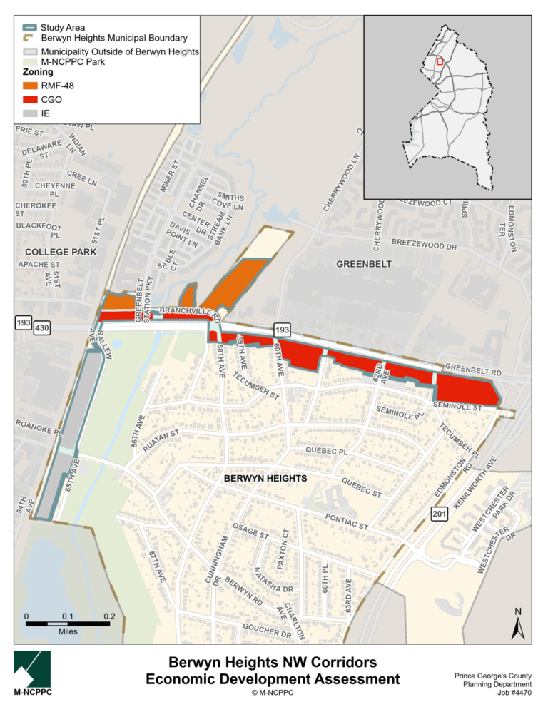 Berwyn Heights NW Corridor Economic Development Strategy (PAMC) Map
