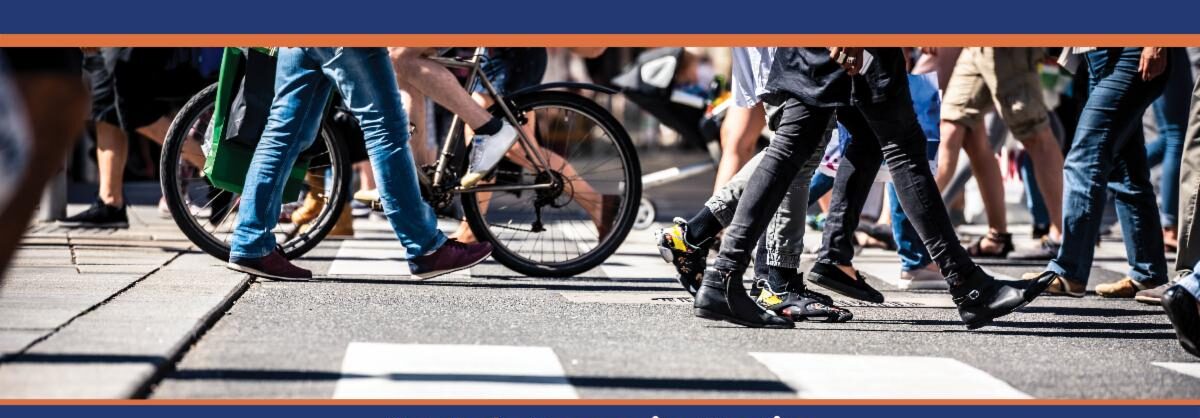 Active Transportation Advisory Group, people walking in a crosswalk.